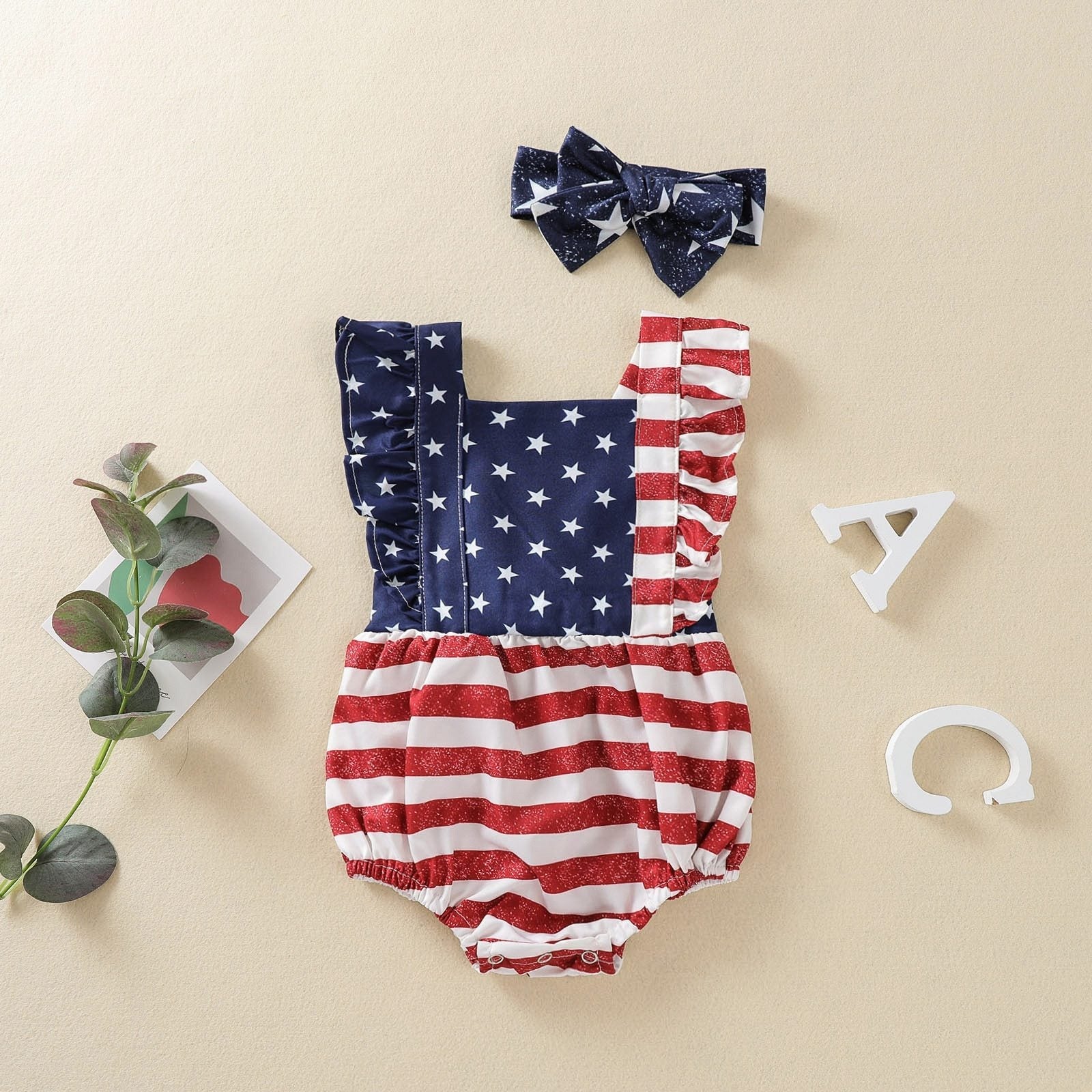 American Flag Romper with Bow