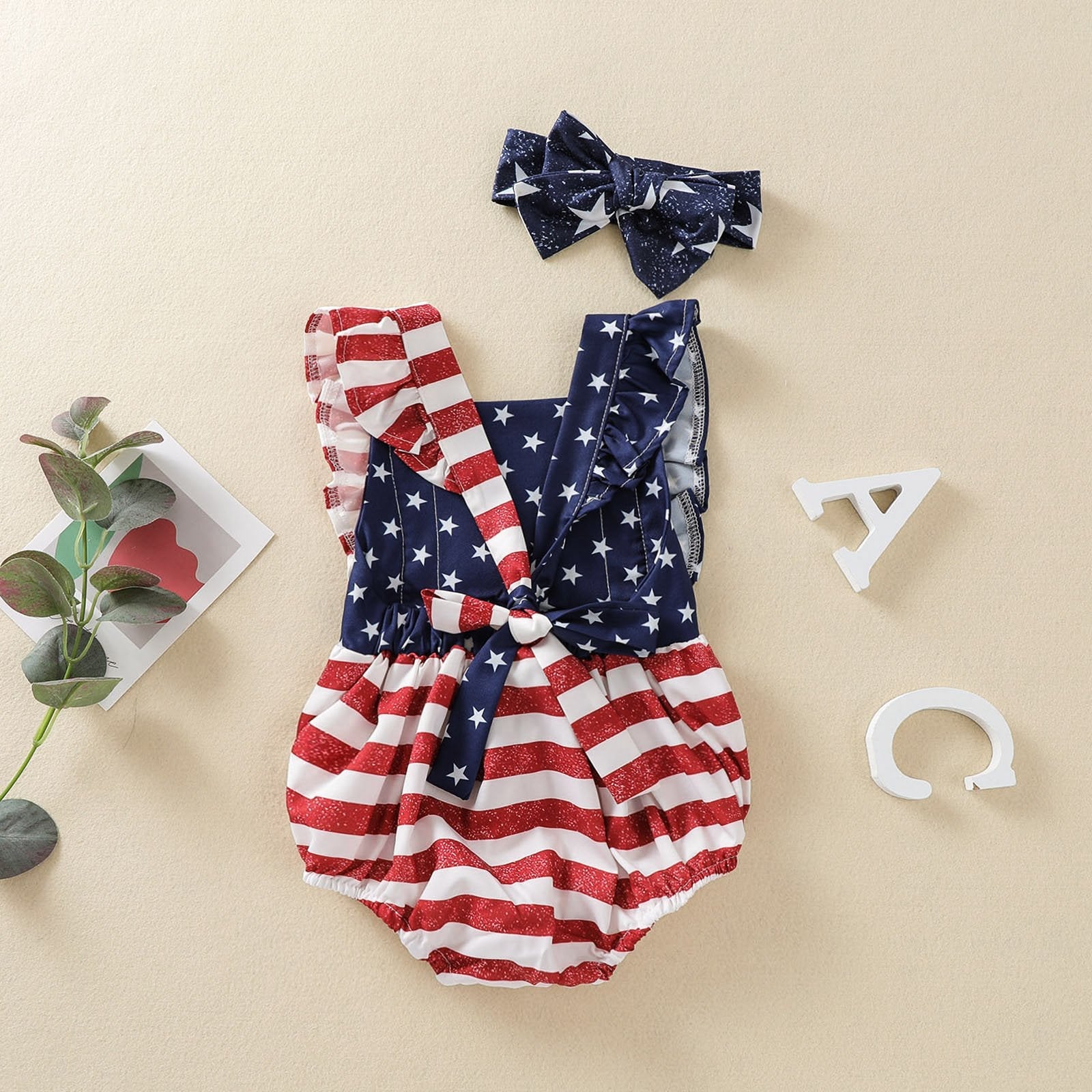 American Flag Romper with Bow