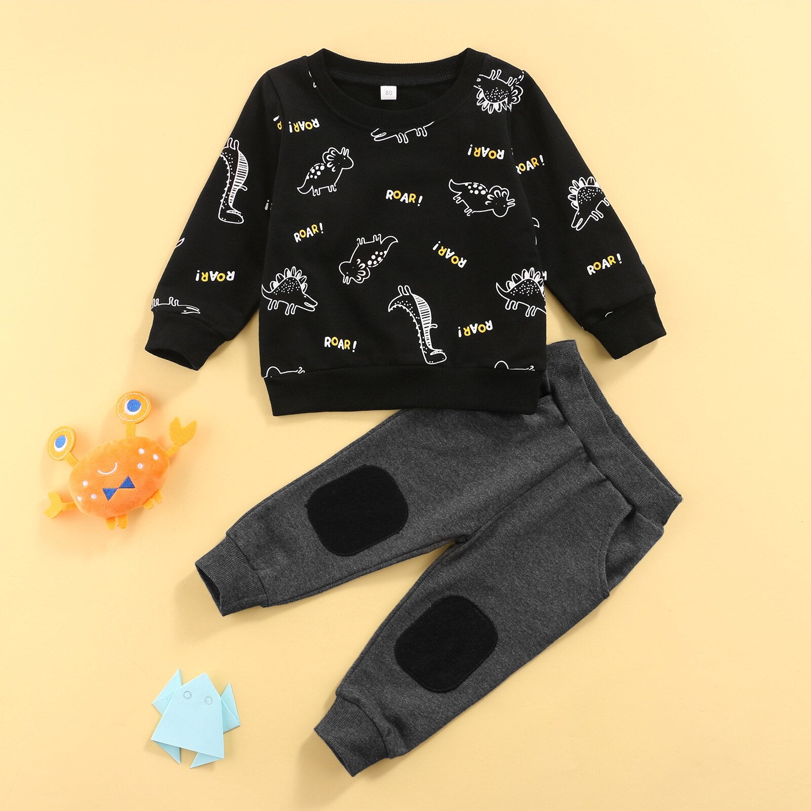 Dinosaurs Sweater with Knee Patch Pants