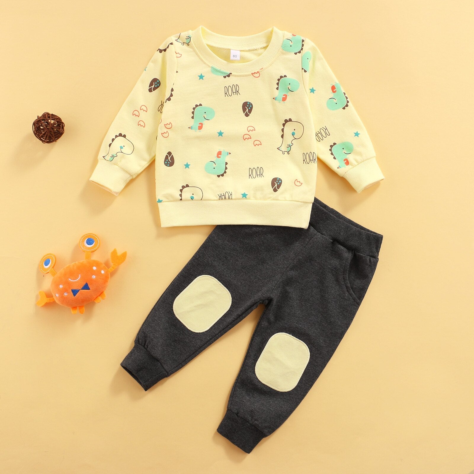 Dinosaurs Sweater with Knee Patch Pants