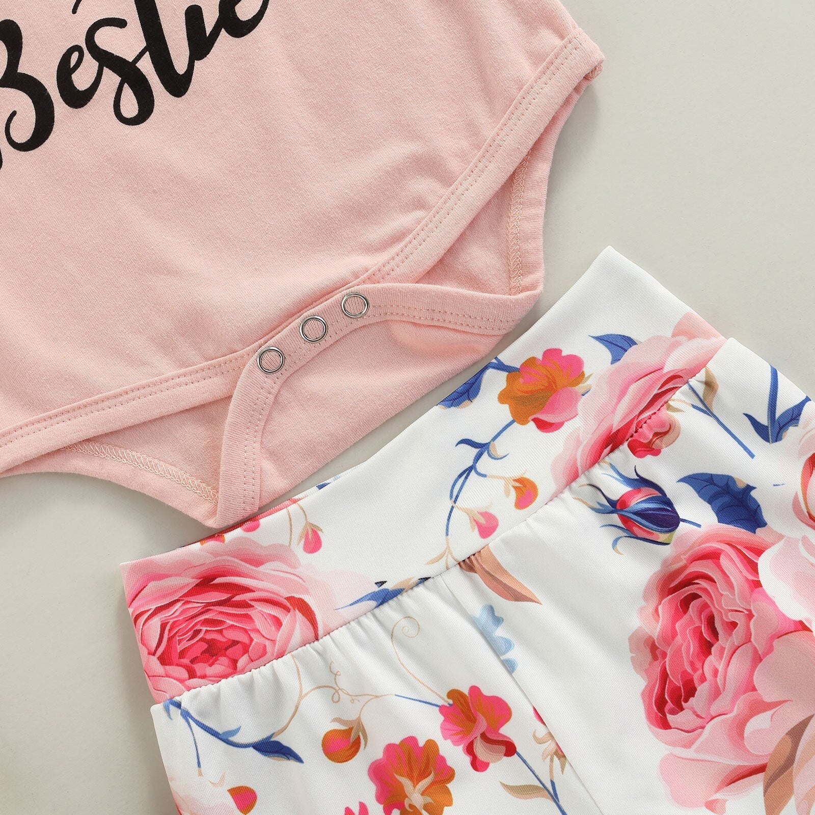 Auntie's Bestie Onesie with Floral Pants Outfit