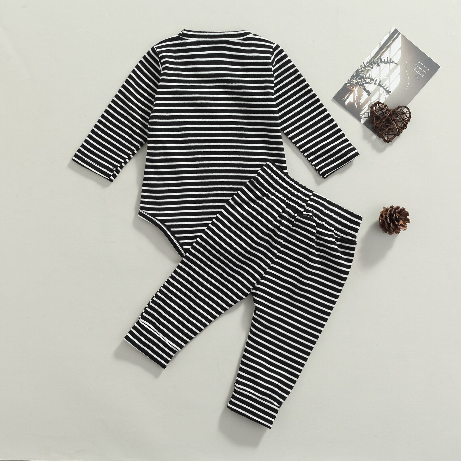 Solid Striped Onesie with Matching Pants