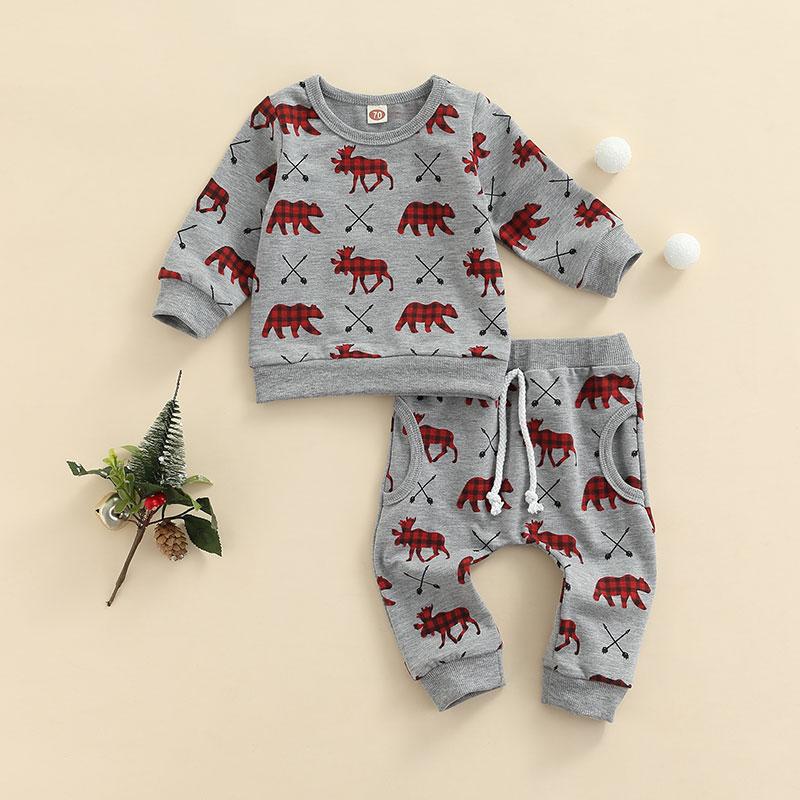 Plaid Moose & Bear Jogger Outfit