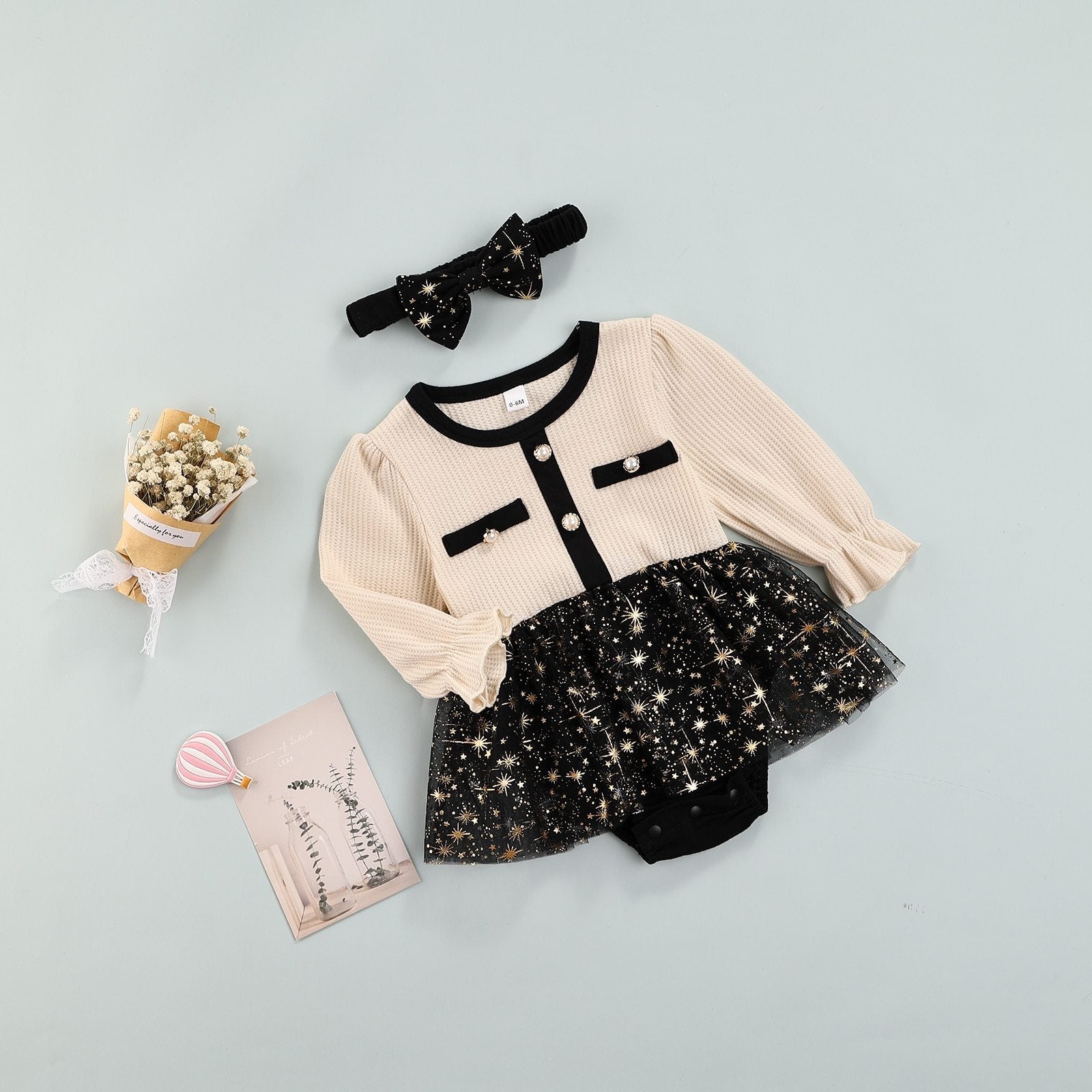 Night Star Skirt Romper with Headband