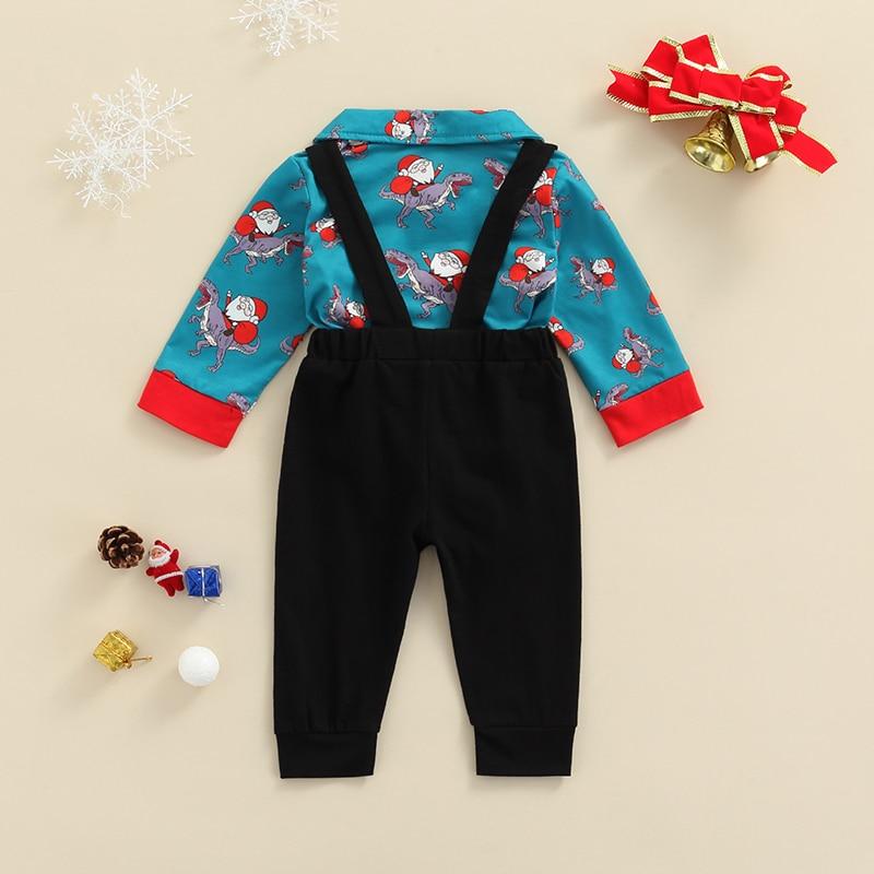 Christmas Santa T-Rex Suspenders Outfit