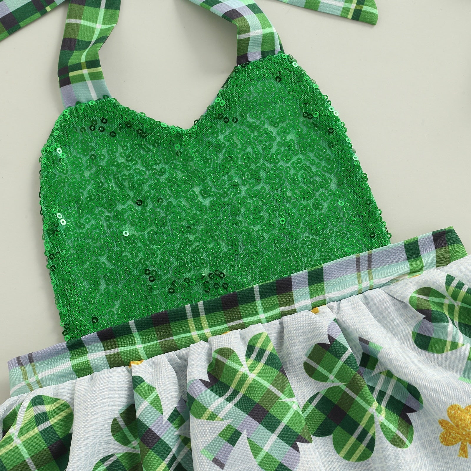 St. Patrick's Day Plaid Clover Romper