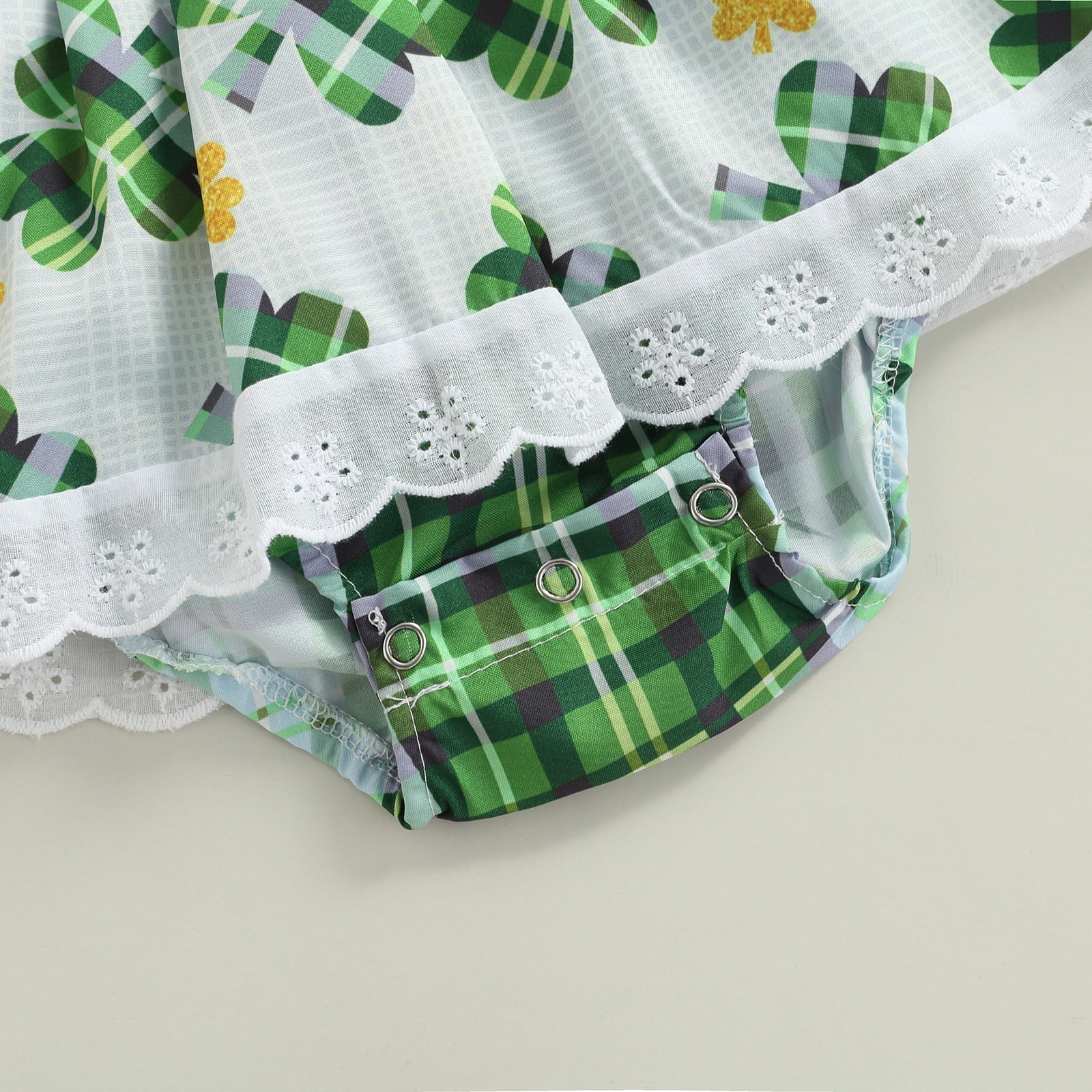 St. Patrick's Day Plaid Clover Romper