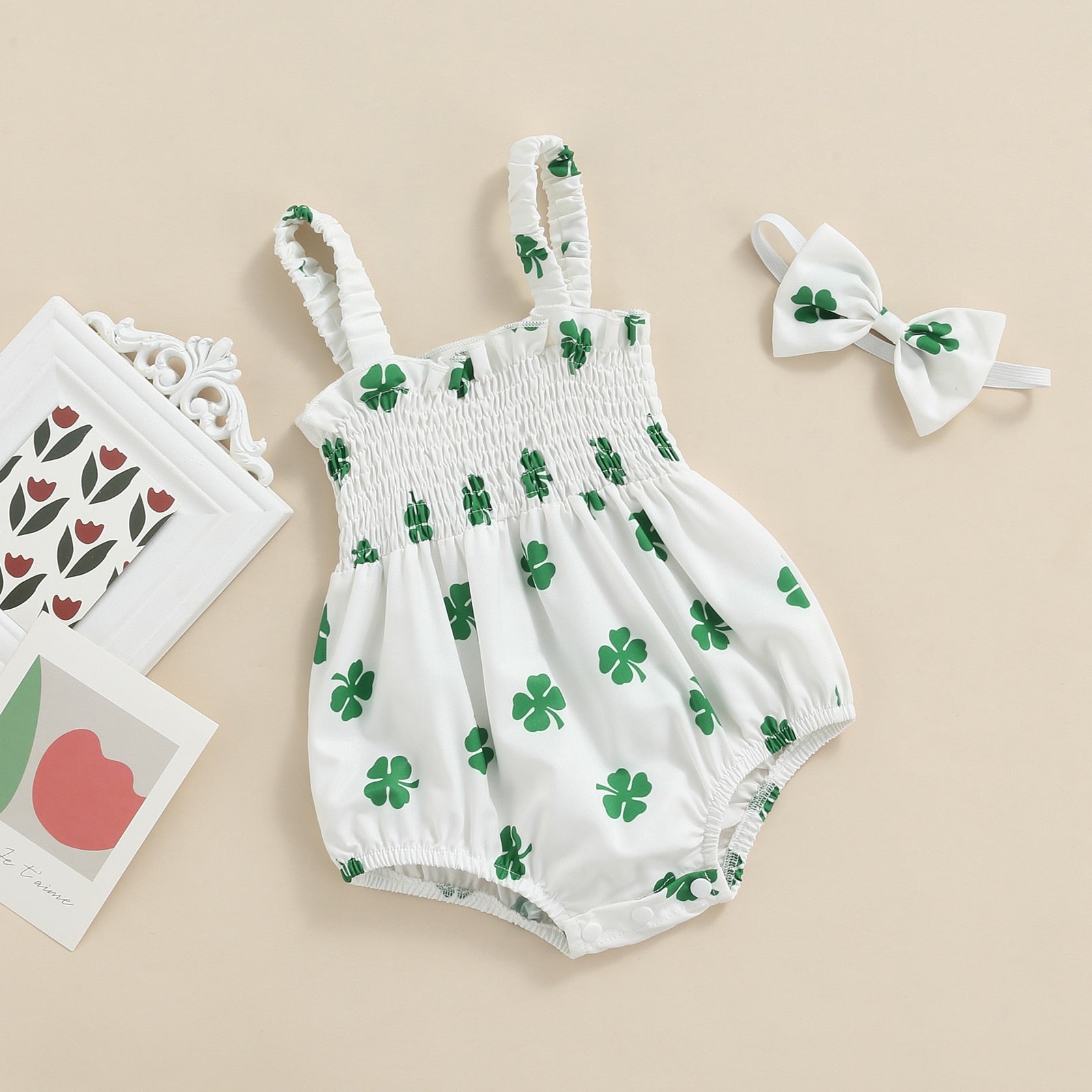 St. Patrick's Clover Romper & Headband