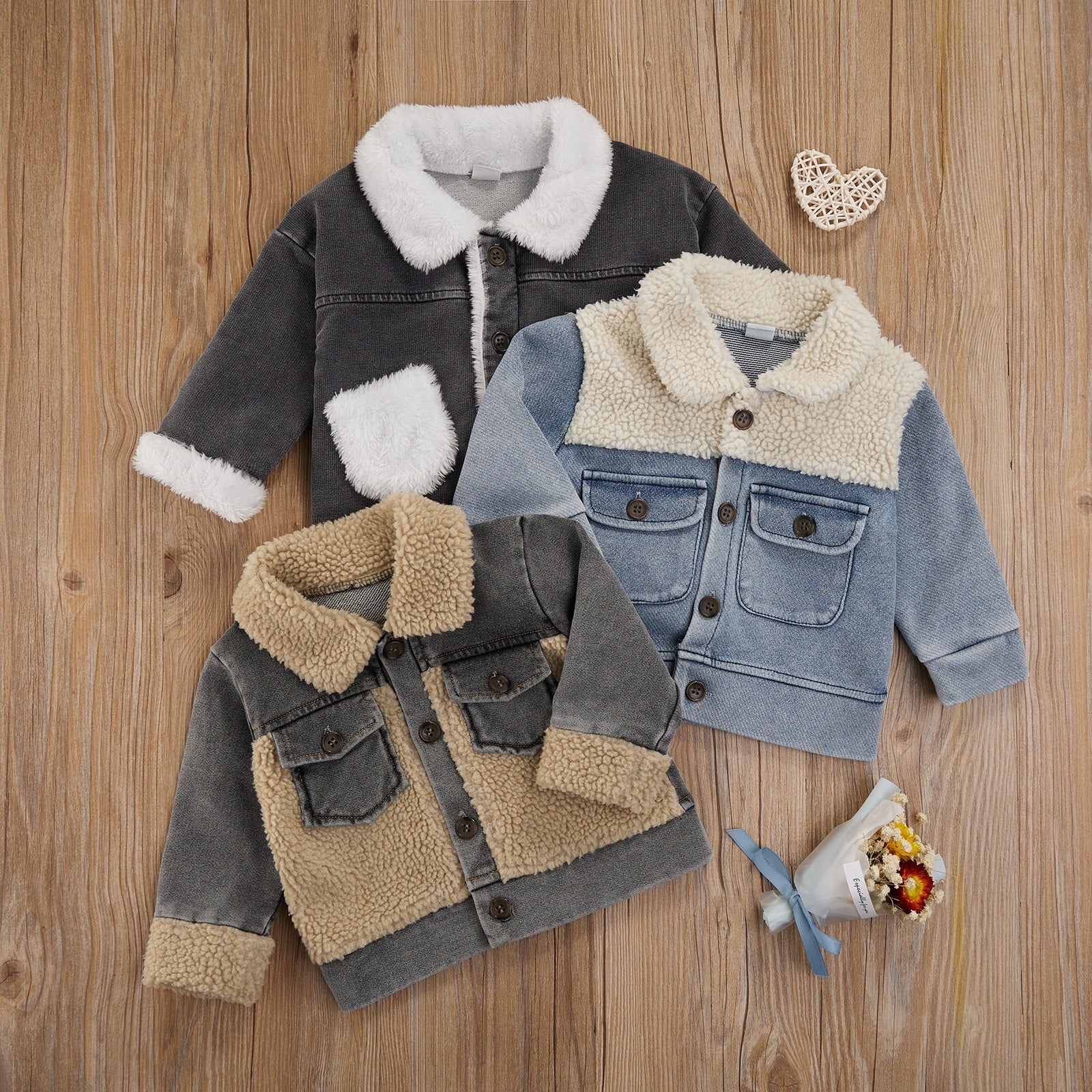 Denim Fleece Collar Jacket