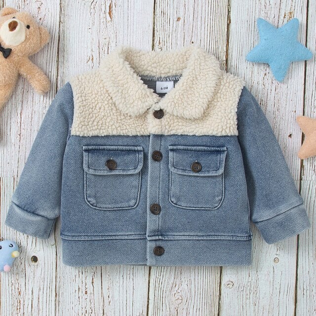 Denim Fleece Collar Jacket