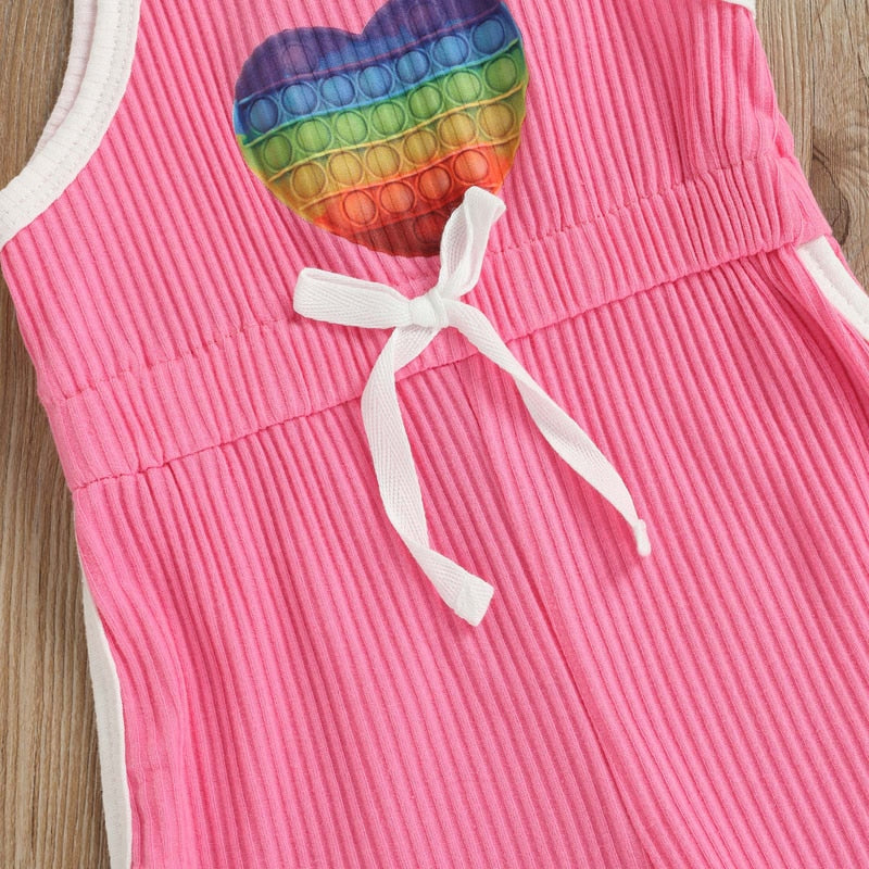 Rainbow Heart Shorts Romper (4 Colors)