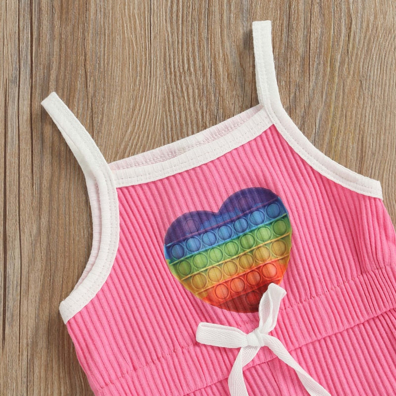 Rainbow Heart Shorts Romper (4 Colors)