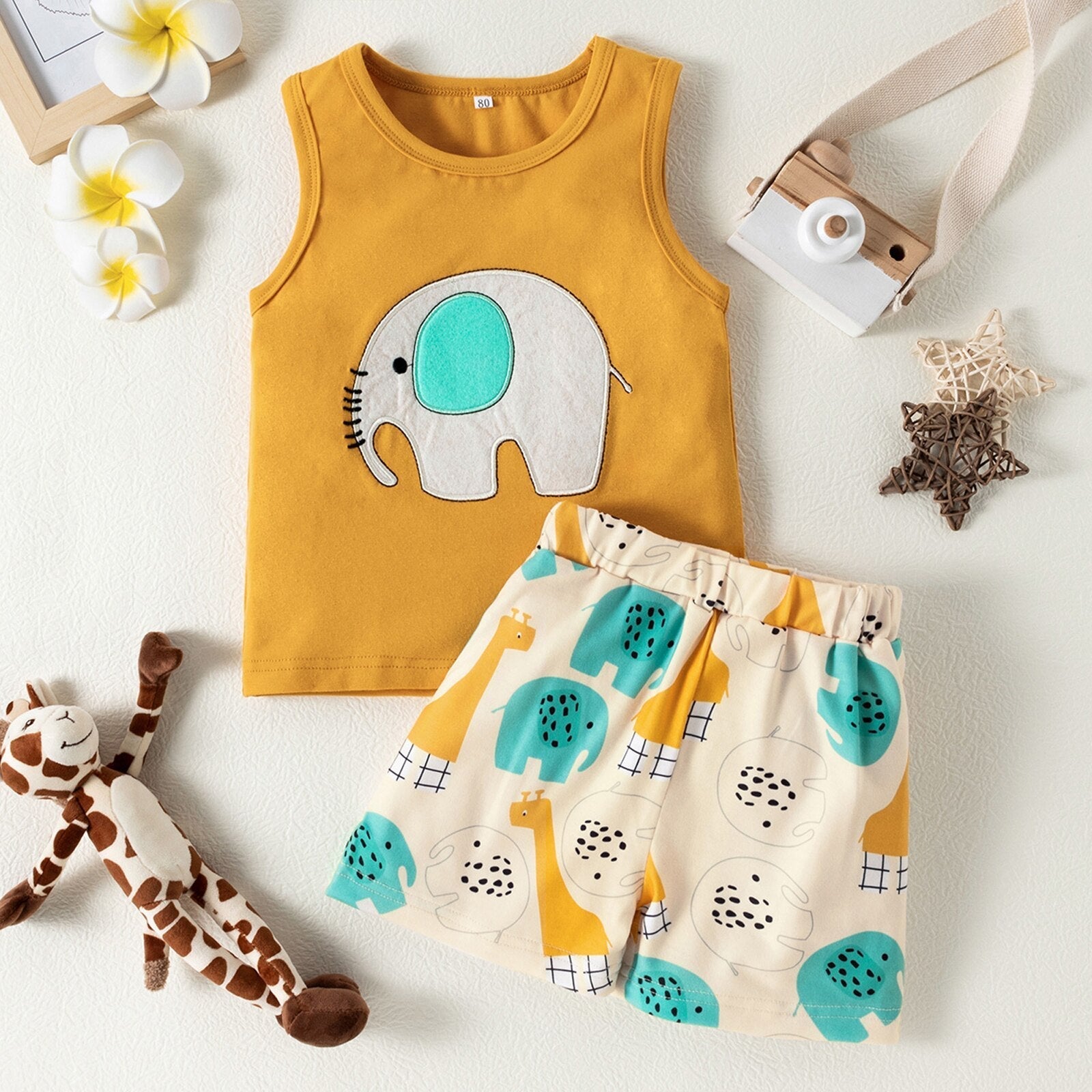 Elephant Tank Top & Safari Shorts Set