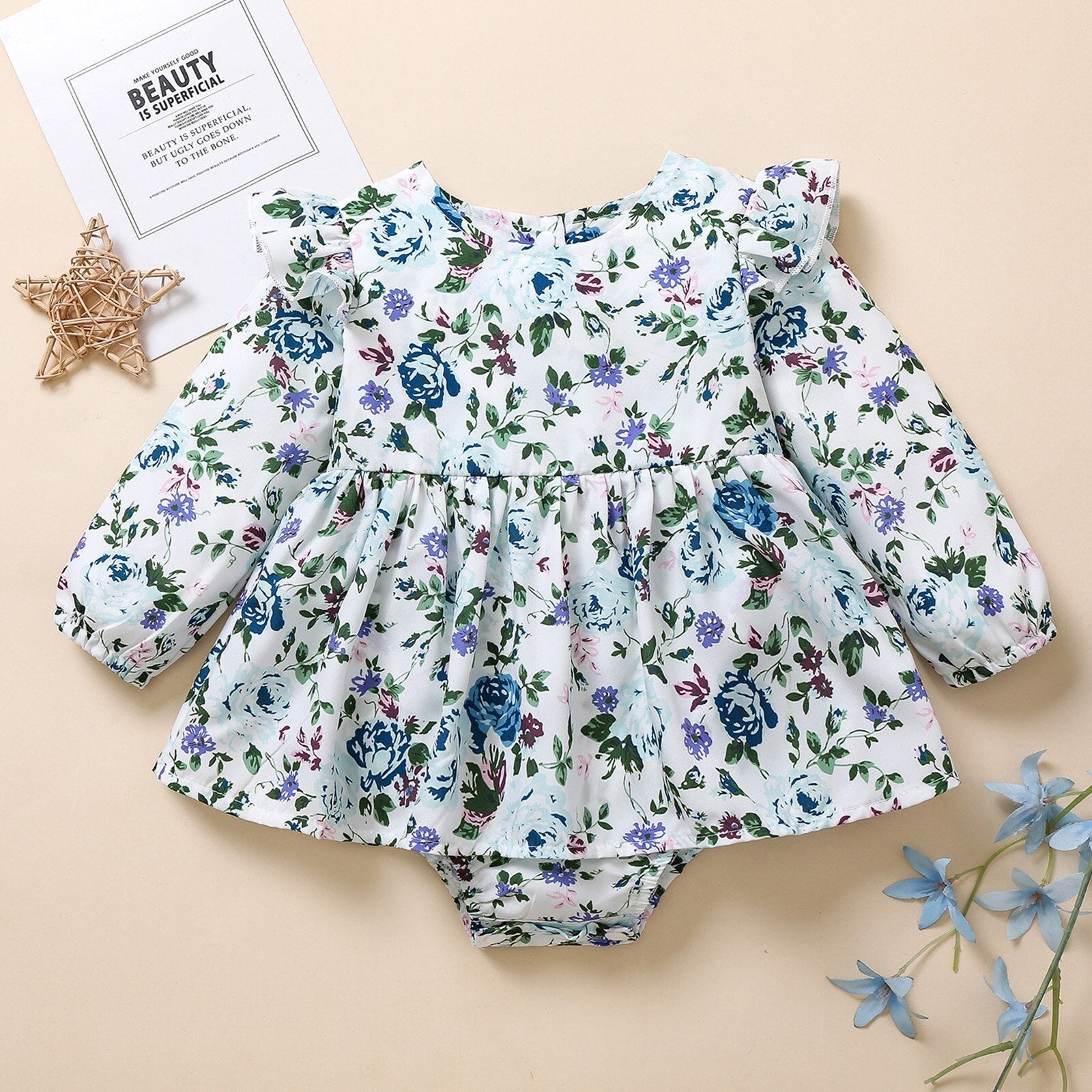 Flower Ruffle Romper Dress