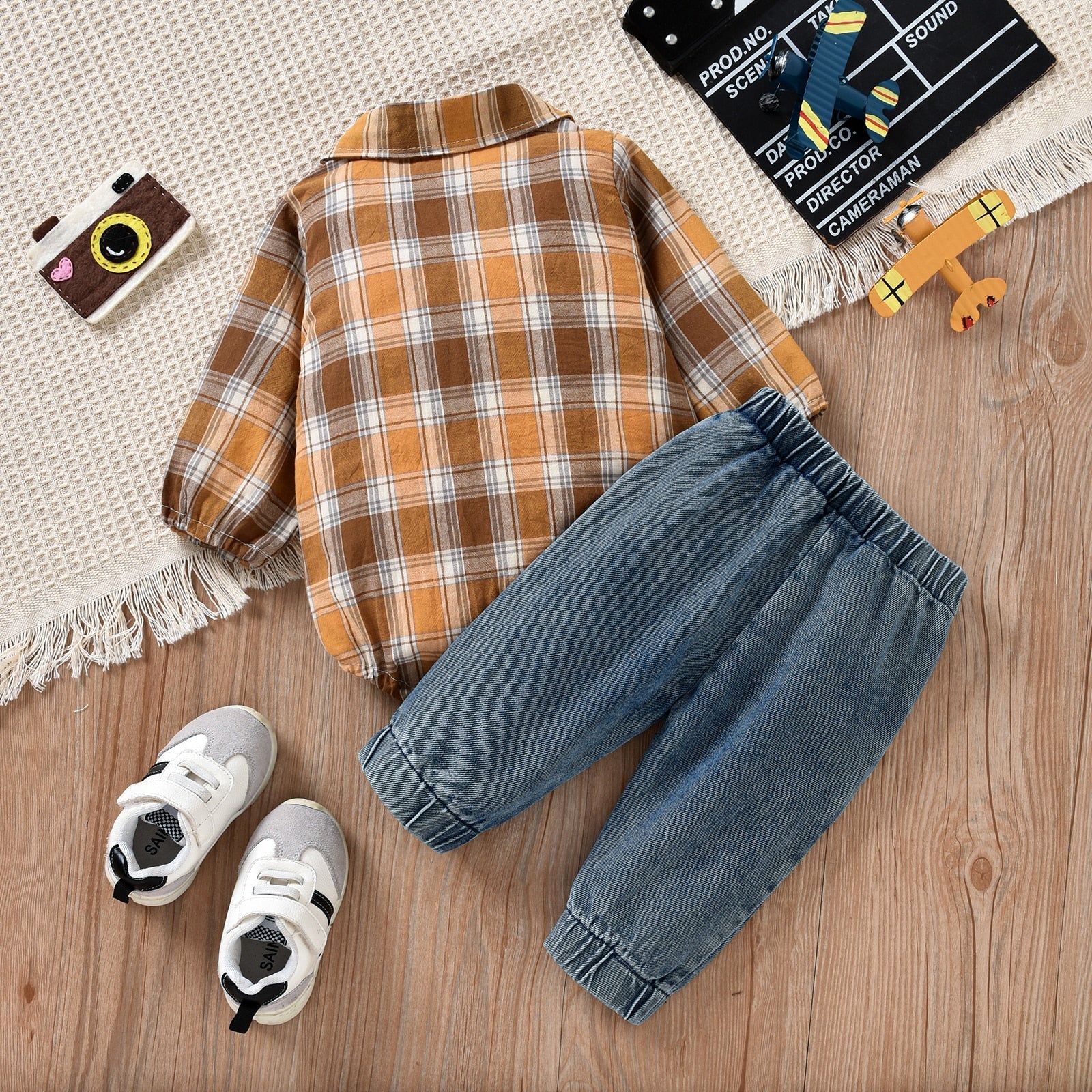 Piper Plaid Onesie with Jeans Outfit