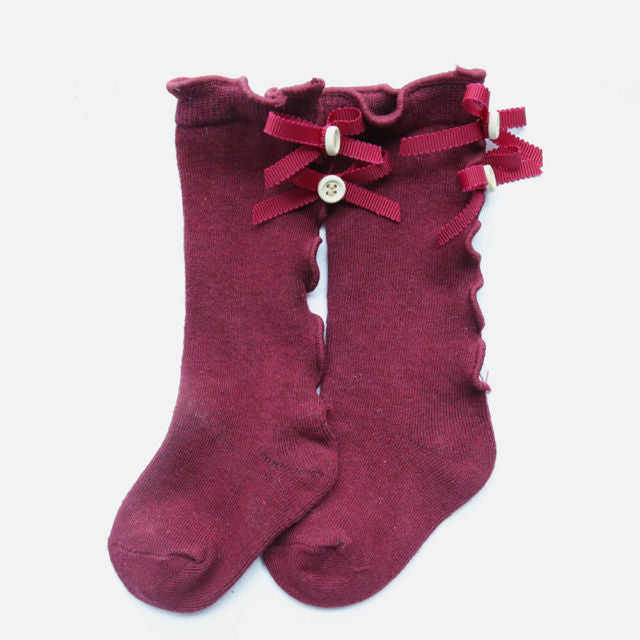 Ruched Bowknot Socks (multi color)