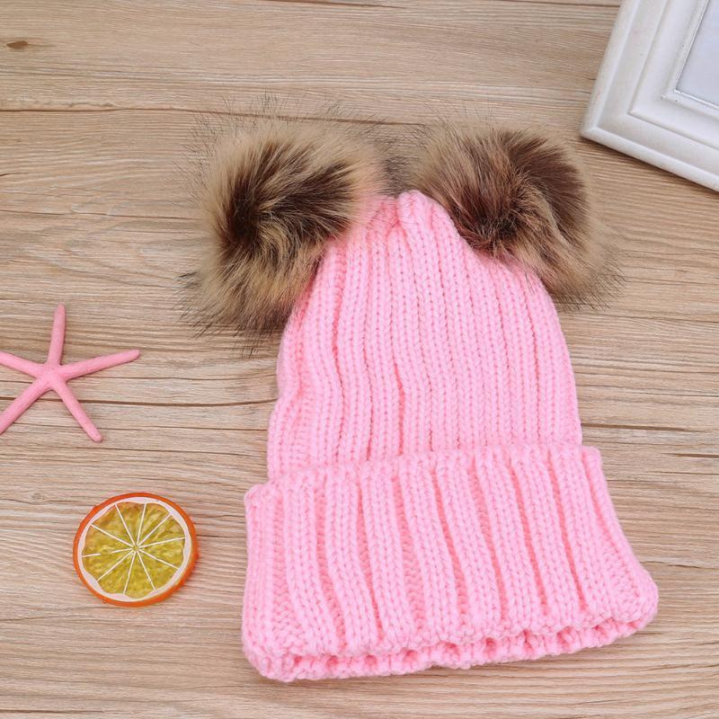 Fur Pom Pom Matching Beanies