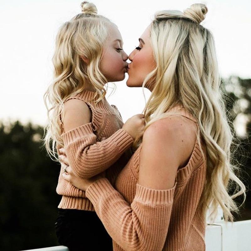 Matching Mother and Daughter Cold Shoulder Sweater Mommy and Me