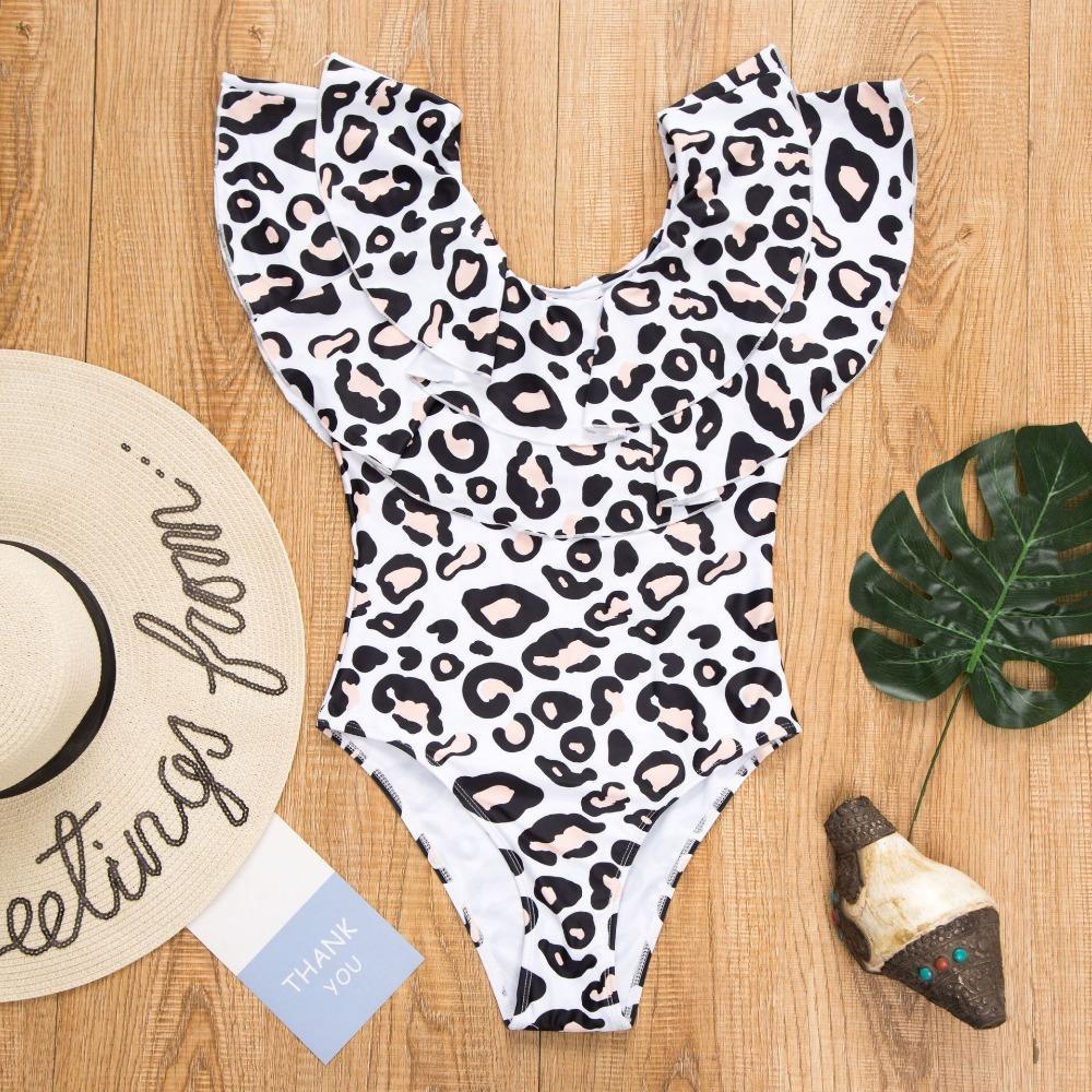 Ruffle Leopard Matching Swimsuits