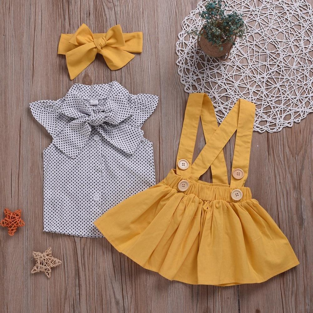Polka Dot Top Yellow Skirt Outfit