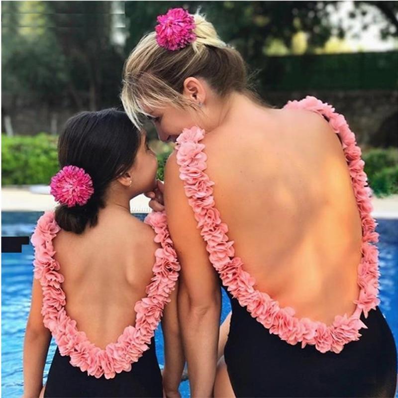 Pink Frill Matching Swimsuits (2 Colors)