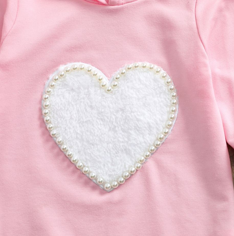 Pearl Heart Pink Hooded Dress