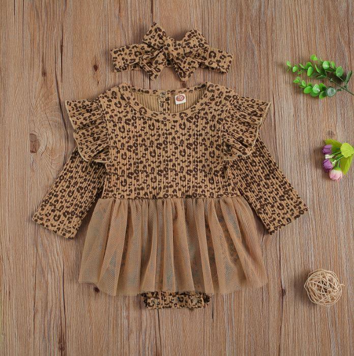 Leopard Romper Dress with Bow