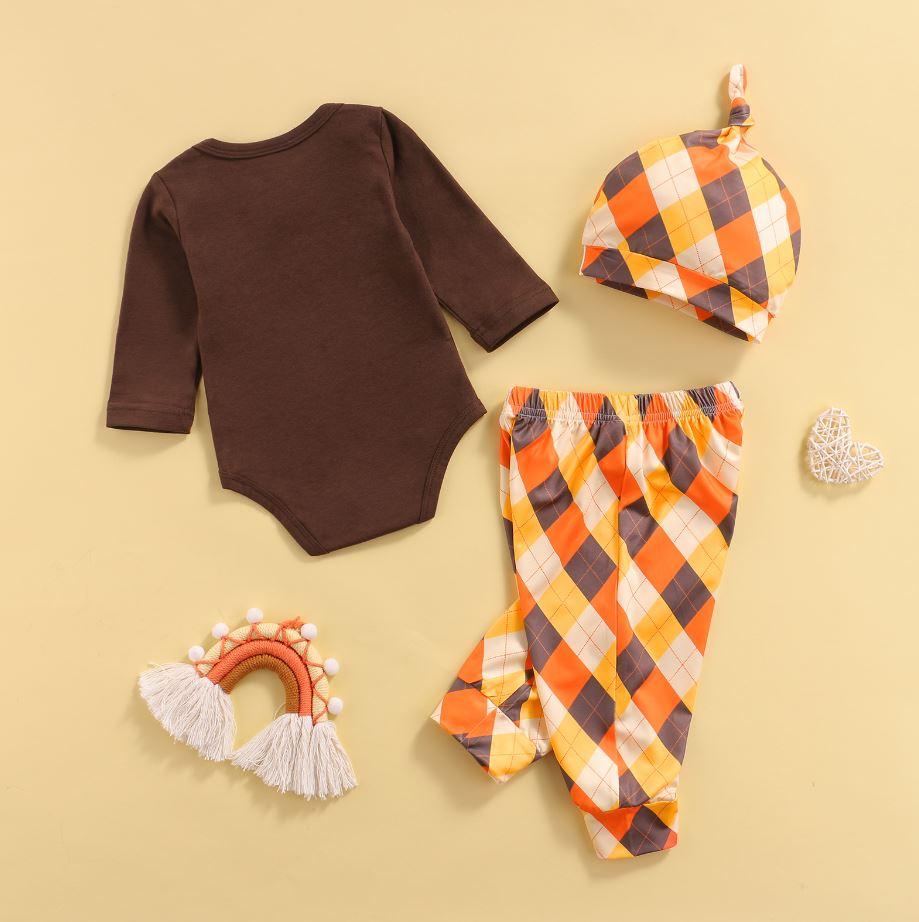 First Thanksgiving Plaid Bow Tie Outfit