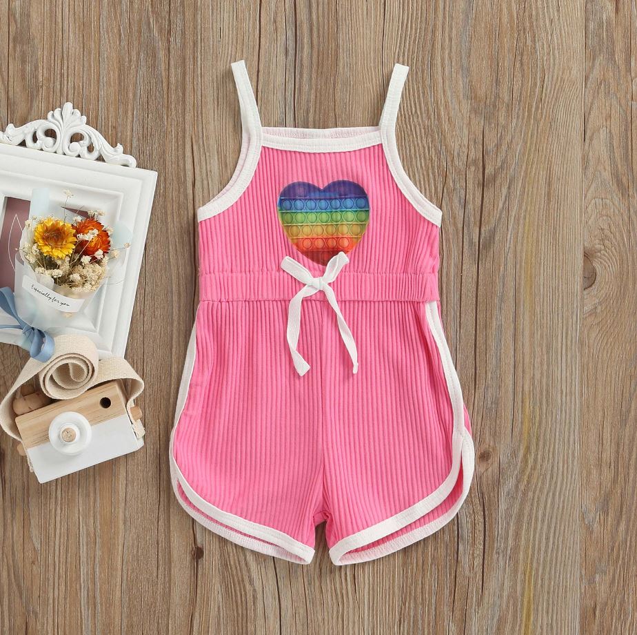 Rainbow Heart Shorts Romper (4 Colors)