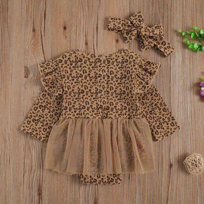 Leopard Romper Dress with Bow