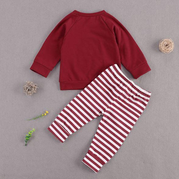 Christmas Tree Sweater with Striped Pants